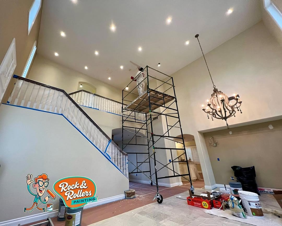 Vaulted-ceiling interior repaint